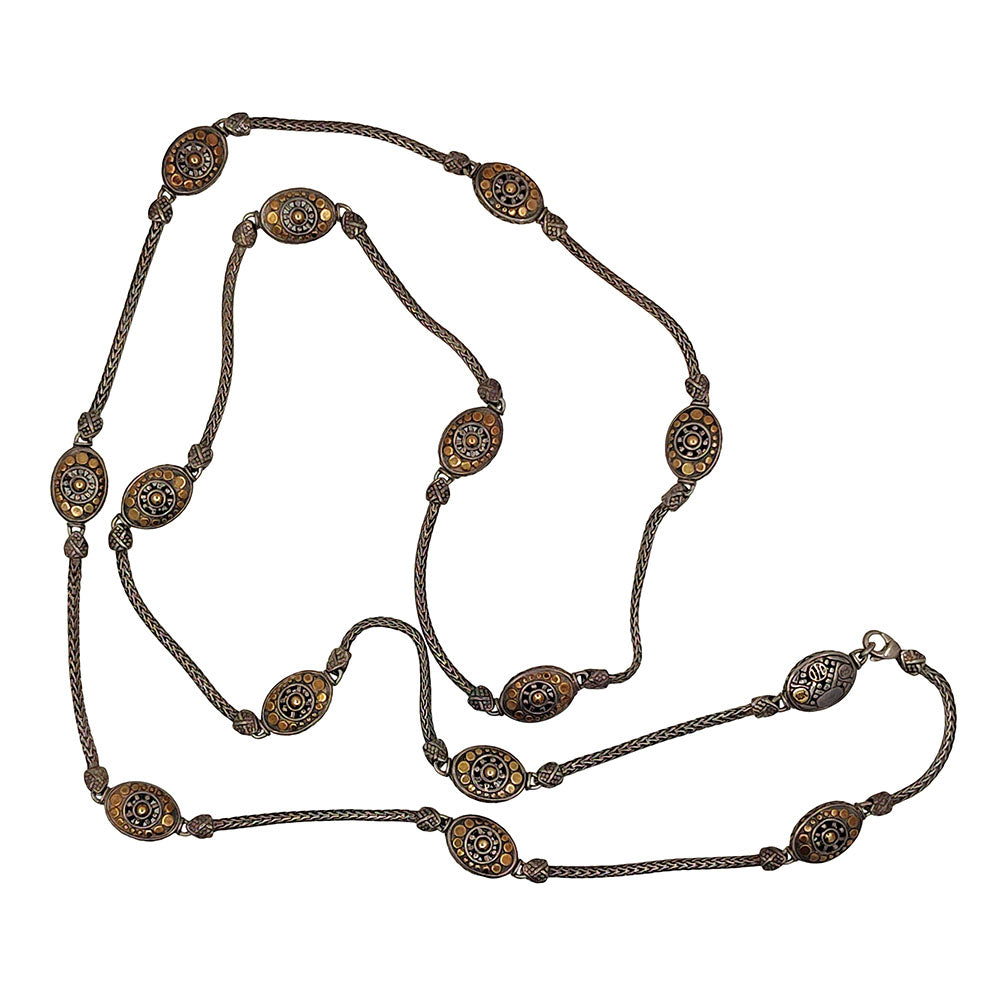J Hardy Jaisalmer 18K Sterling Silver Station Necklace 40 Inches