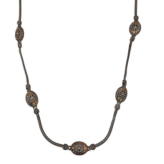 J Hardy Jaisalmer 18K Sterling Silver Station Necklace 40 Inches