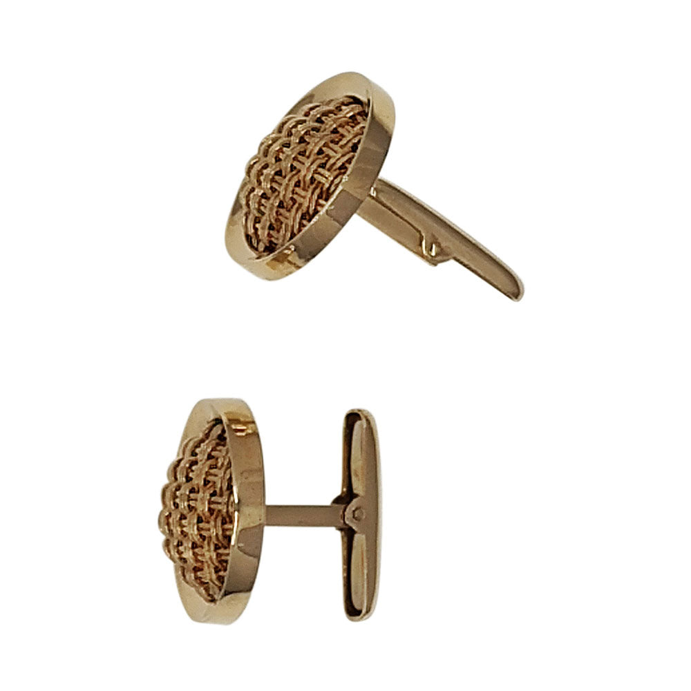 Solid 14K Gold Round Cufflinks