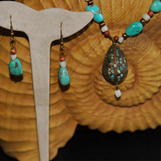 Mosaic Egg & Turquoise Earrings