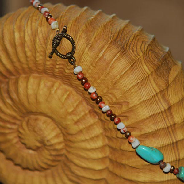 Vintage Mosaic Egg Pendant on a Turquoise Nugget Necklace