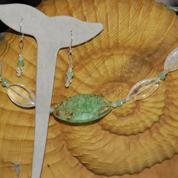 Moss Agate & Quartz Earrings