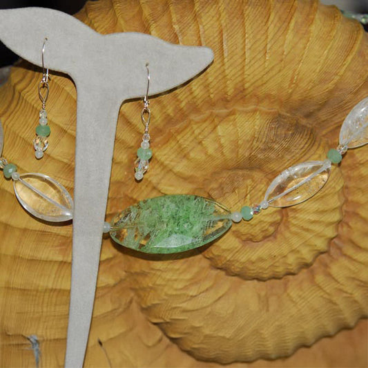 Moss Agate & Quartz Earrings
