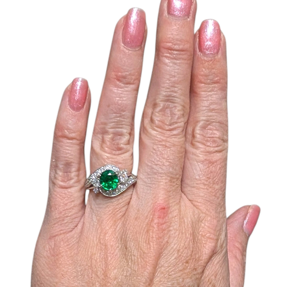 Fine Quality Tsavorite Diamond Platinum Ring