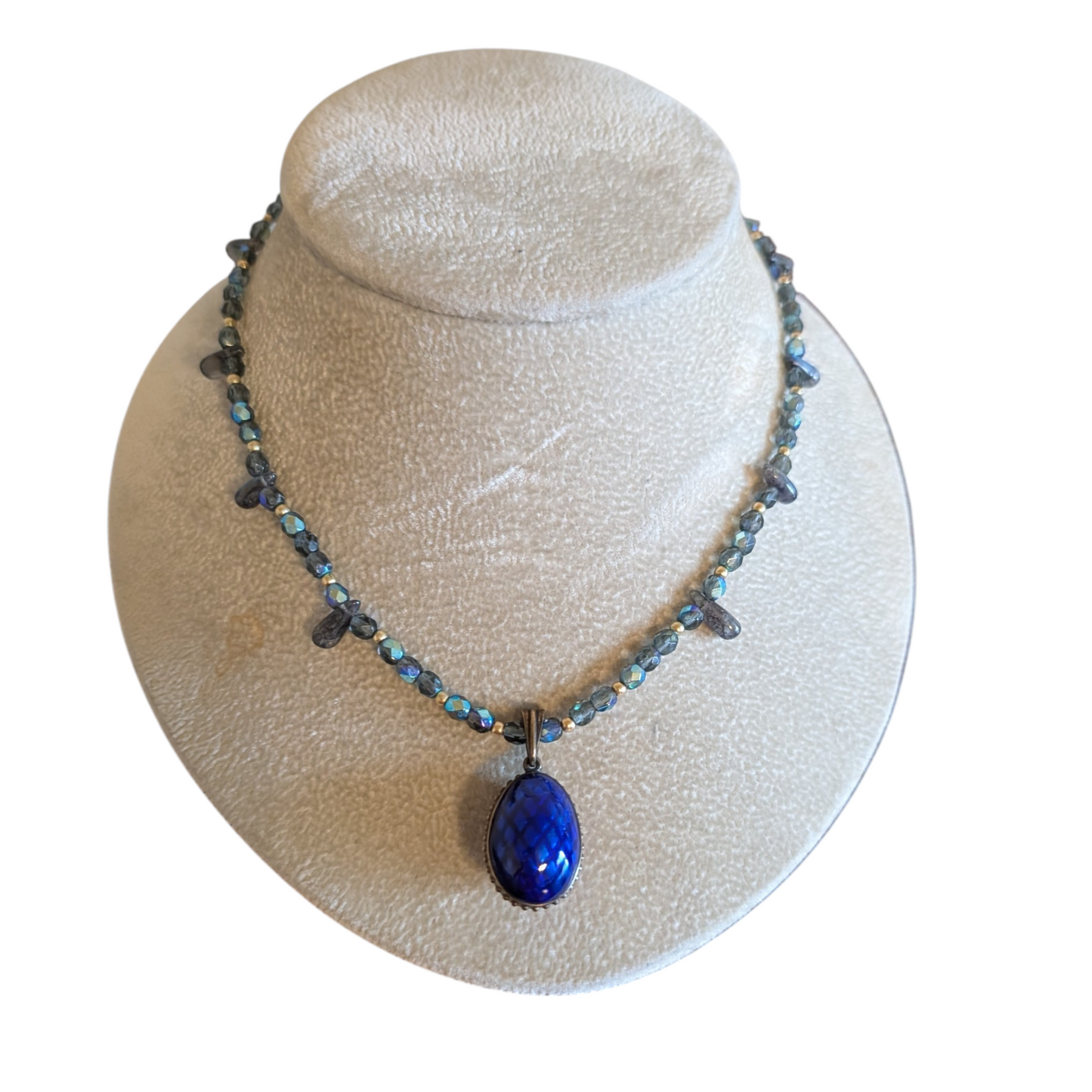 Vintage Enamel Egg Custom Labradorite Necklace