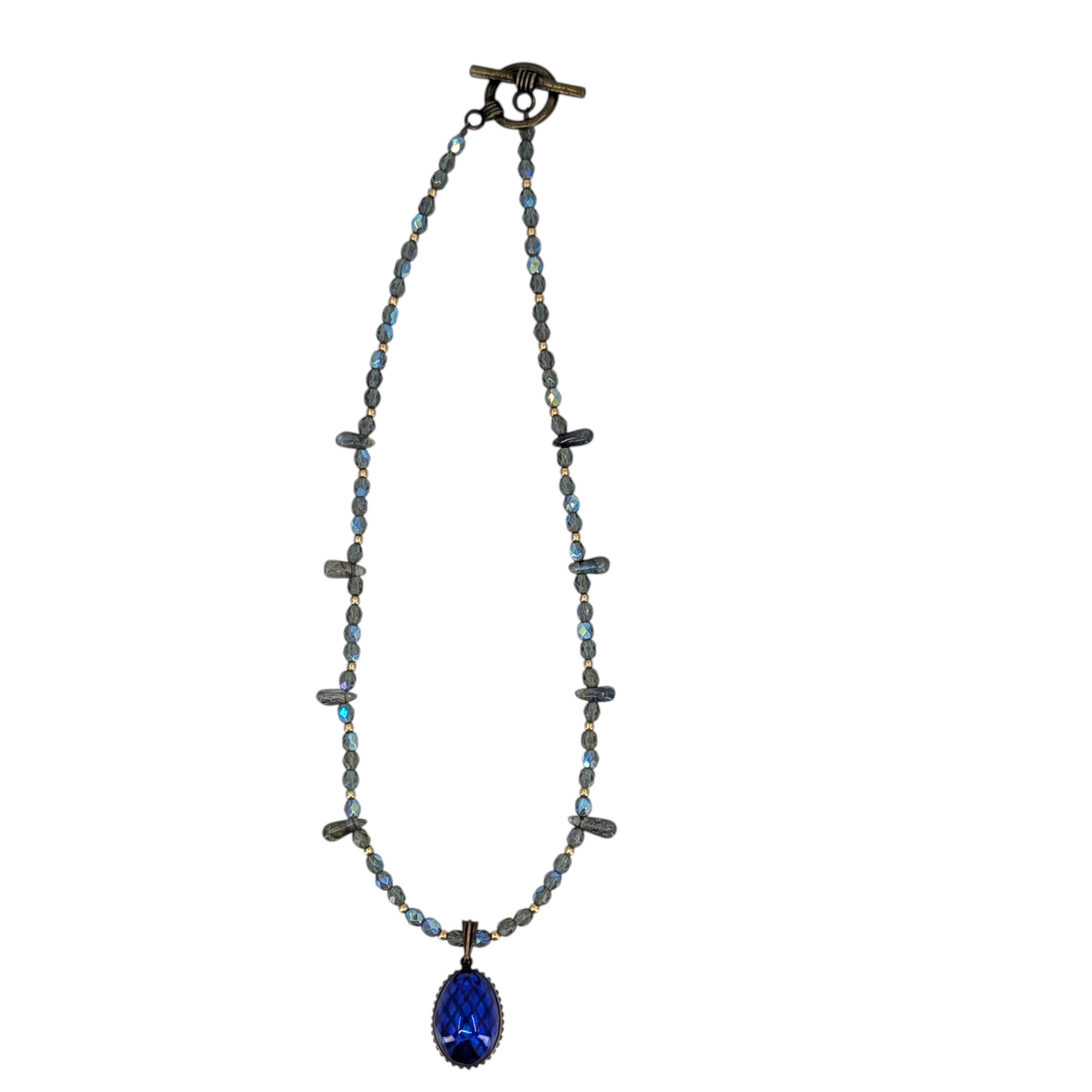 Vintage Enamel Egg Custom Labradorite Necklace