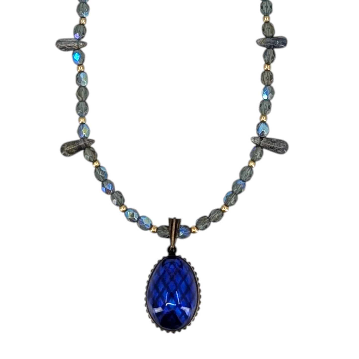 Vintage Enamel Egg Custom Labradorite Necklace