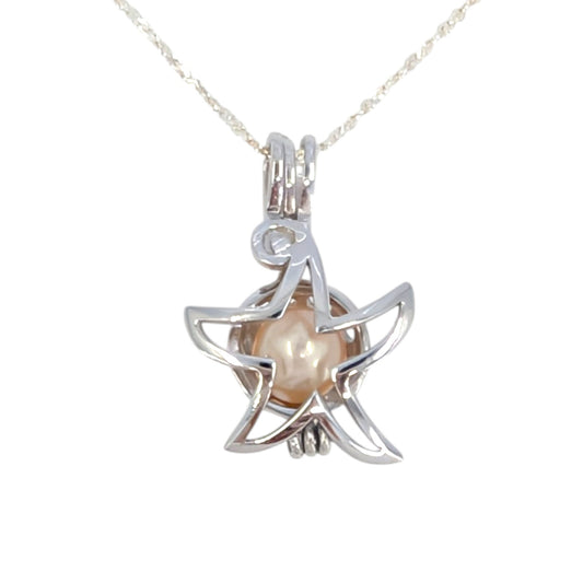 Sterling Silver Starfish Edison Pearl Pendant Necklace