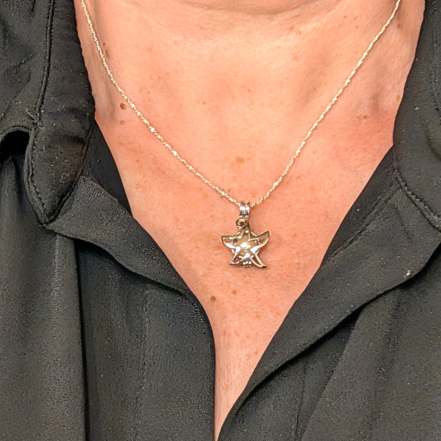 Sterling Silver Starfish Edison Pearl Pendant Necklace