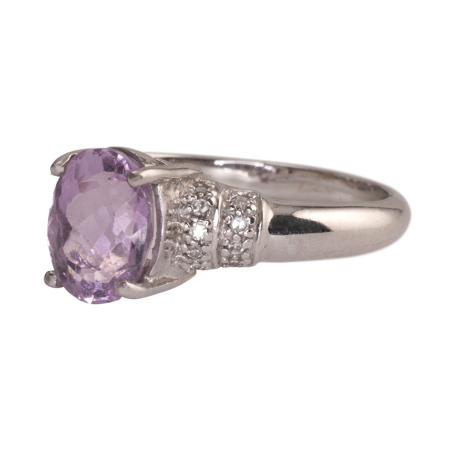 Kunzite & Diamond 18K White Gold Ring