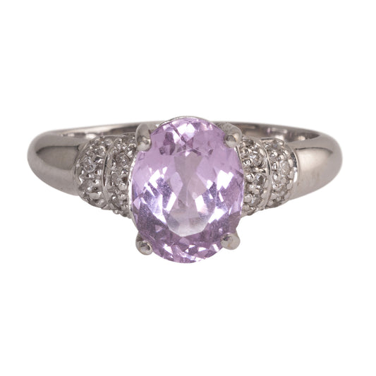 Kunzite & Diamond 18K White Gold Ring
