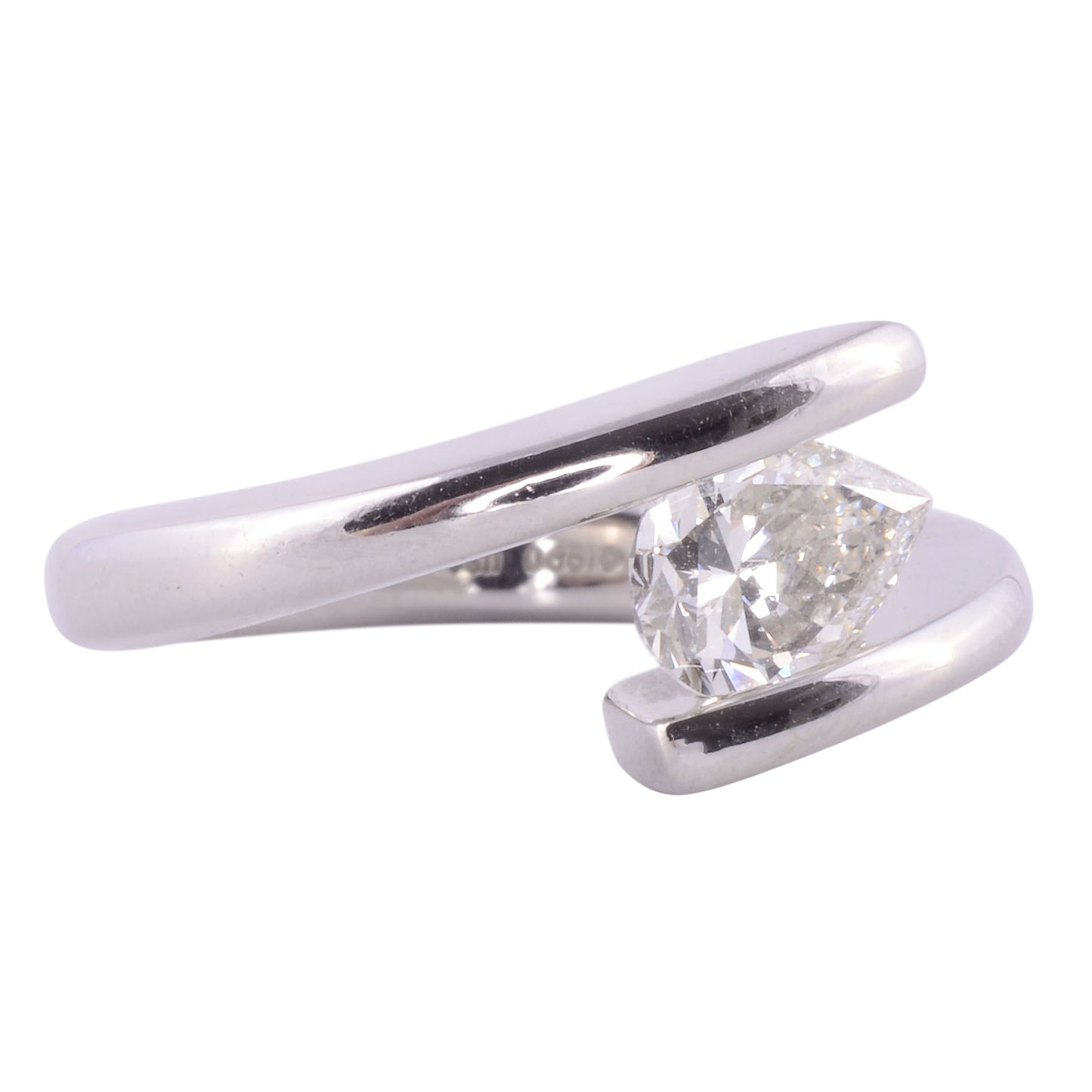 Signed Steven Kretchmer 1.00 Carat VS1 Pear Brilliant Diamond Platinum Helix Engagement Ring