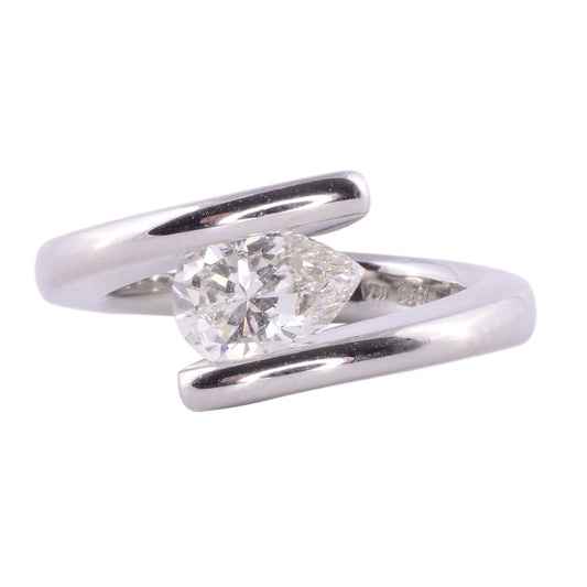 Signed Steven Kretchmer 1.00 Carat VS1 Pear Brilliant Diamond Platinum Helix Engagement Ring
