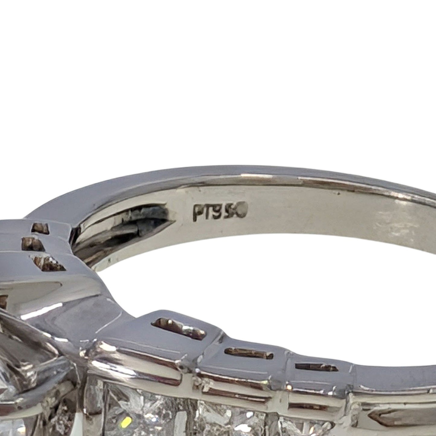 Princess Cut Accented Platinum Engagement Ring CZ Center