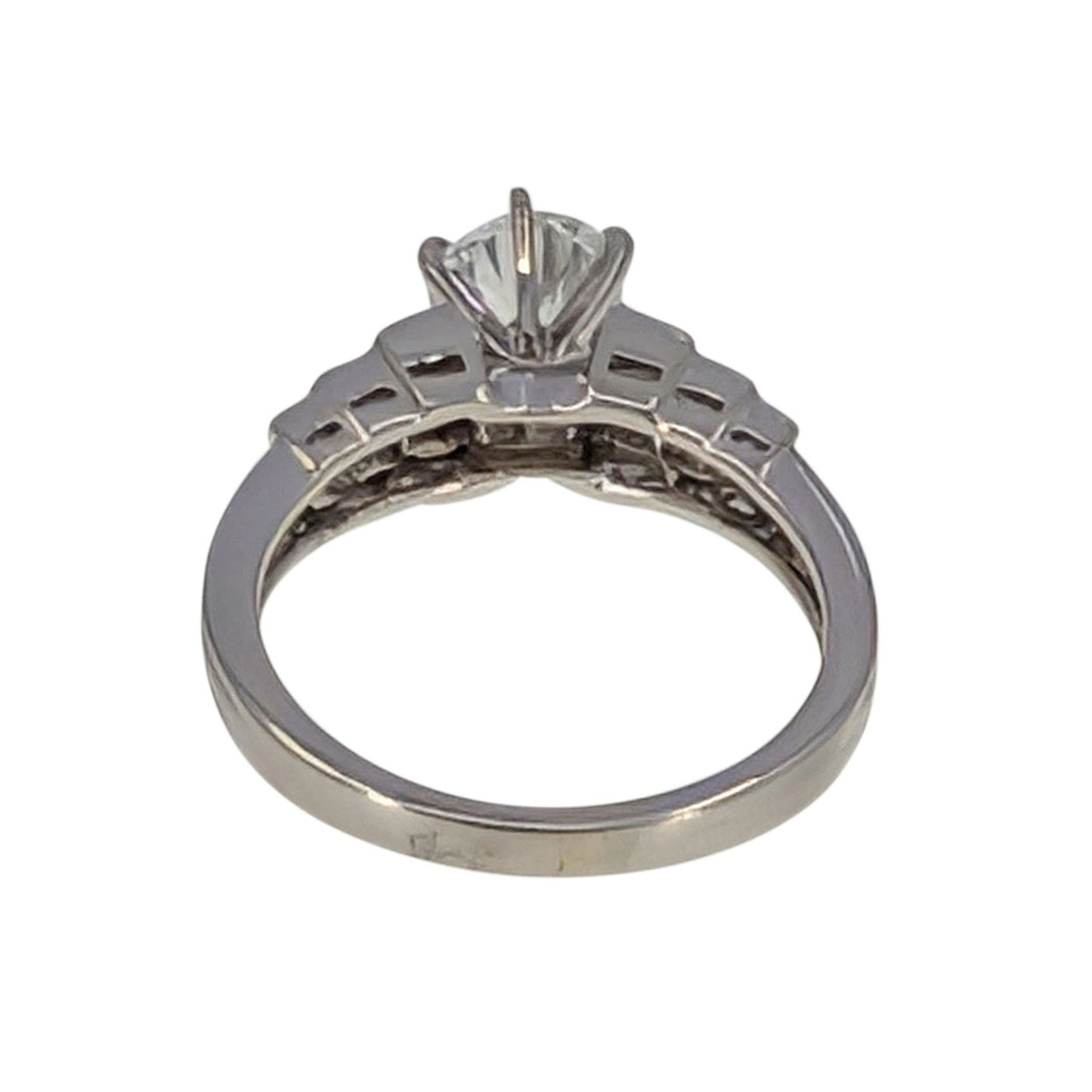 Princess Cut Accented Platinum Engagement Ring CZ Center