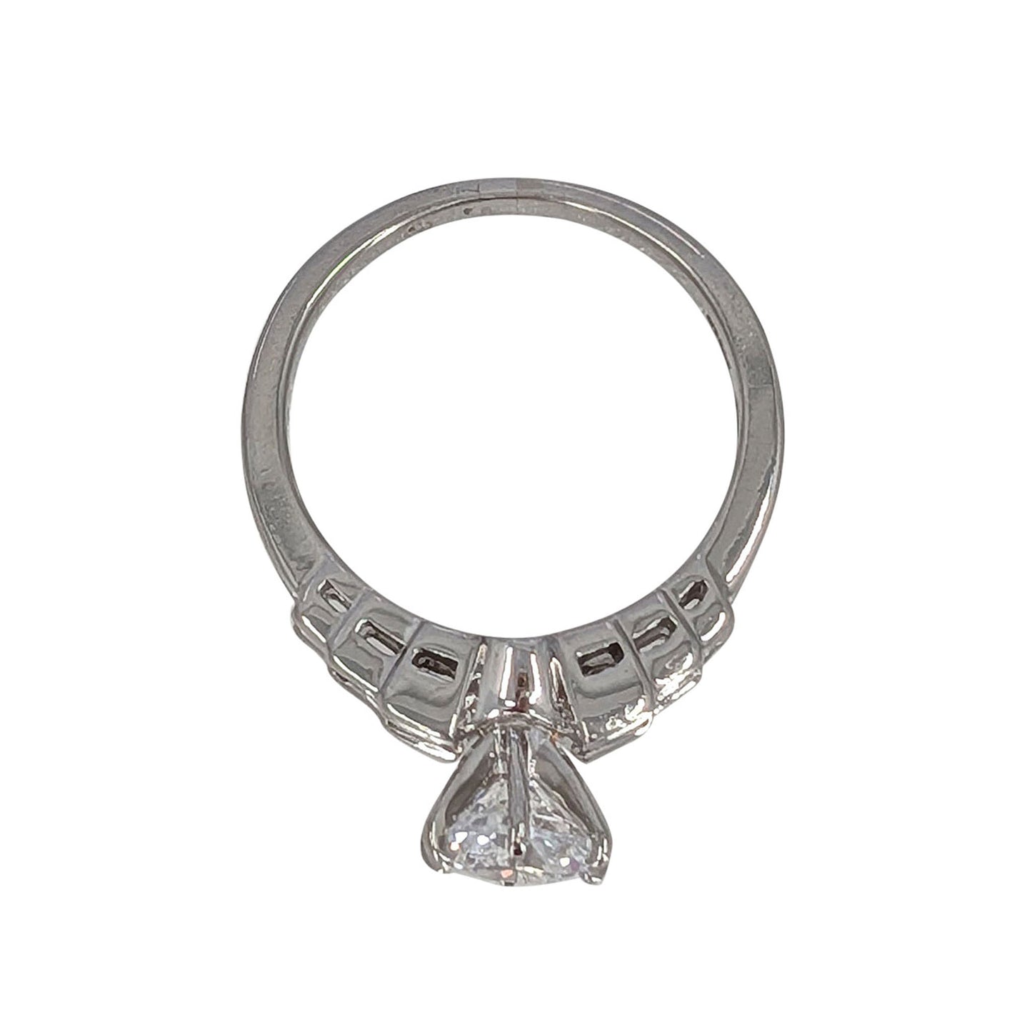 Princess Cut Accented Platinum Engagement Ring CZ Center
