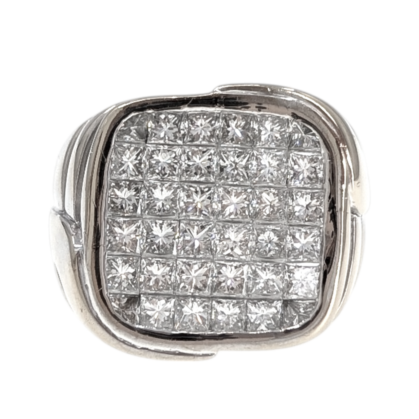 18KW Gents Invisible Set Natural Diamond Ring
