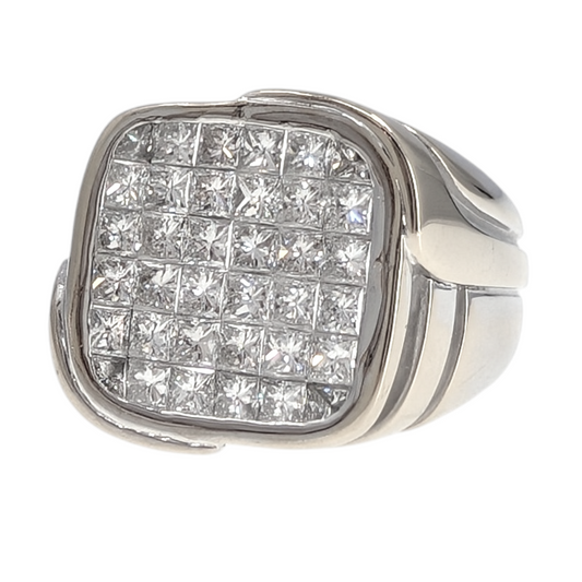 18KW Gents Invisible Set Natural Diamond Ring