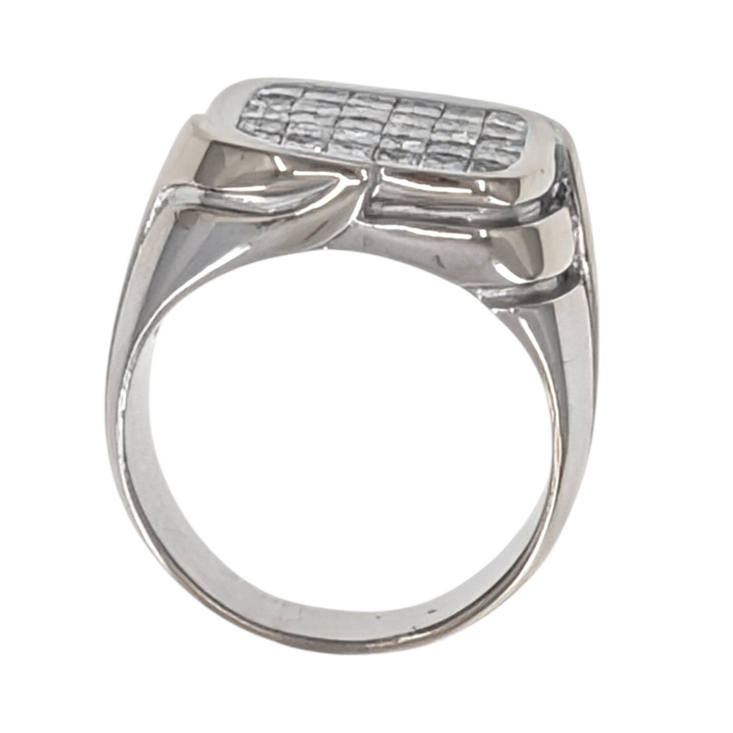 18KW Gents Invisible Set Natural Diamond Ring