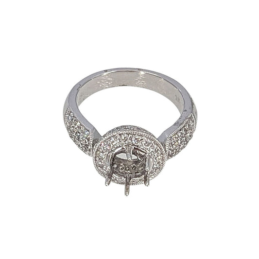 18KW Pave Diamond Semi Mounting Engagement Ring