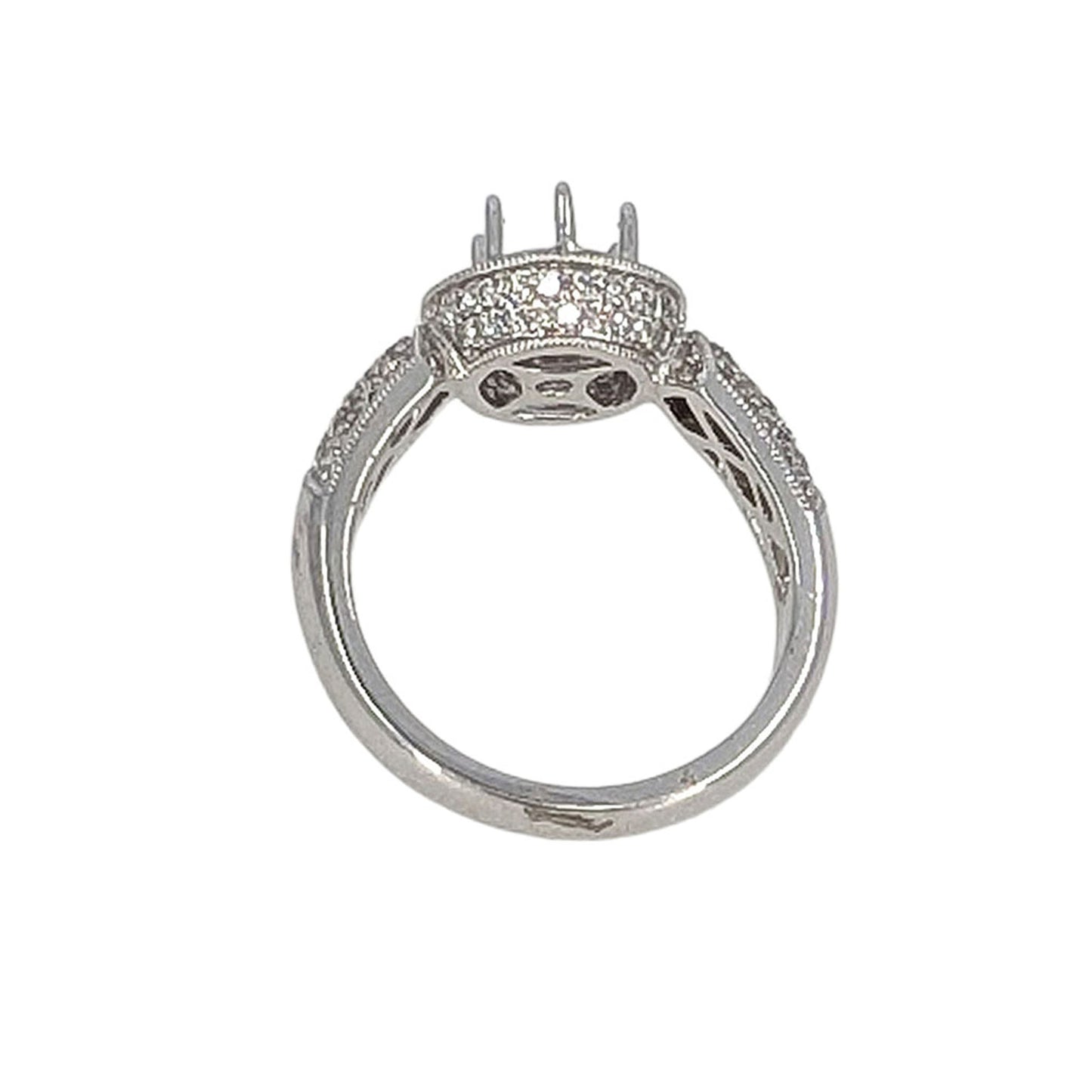 18KW Pave Diamond Semi Mounting Engagement Ring