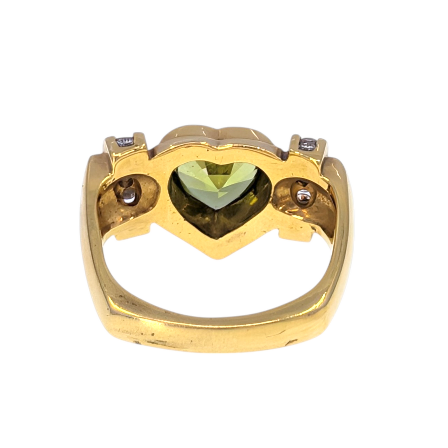 18K Gold Peridot Heart Ring