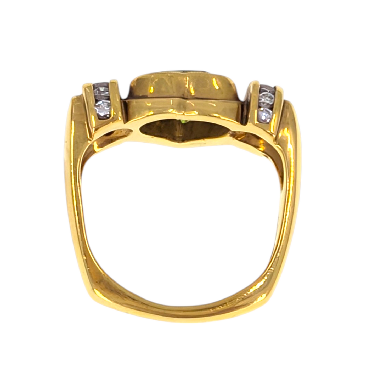 18K Gold Peridot Heart Ring