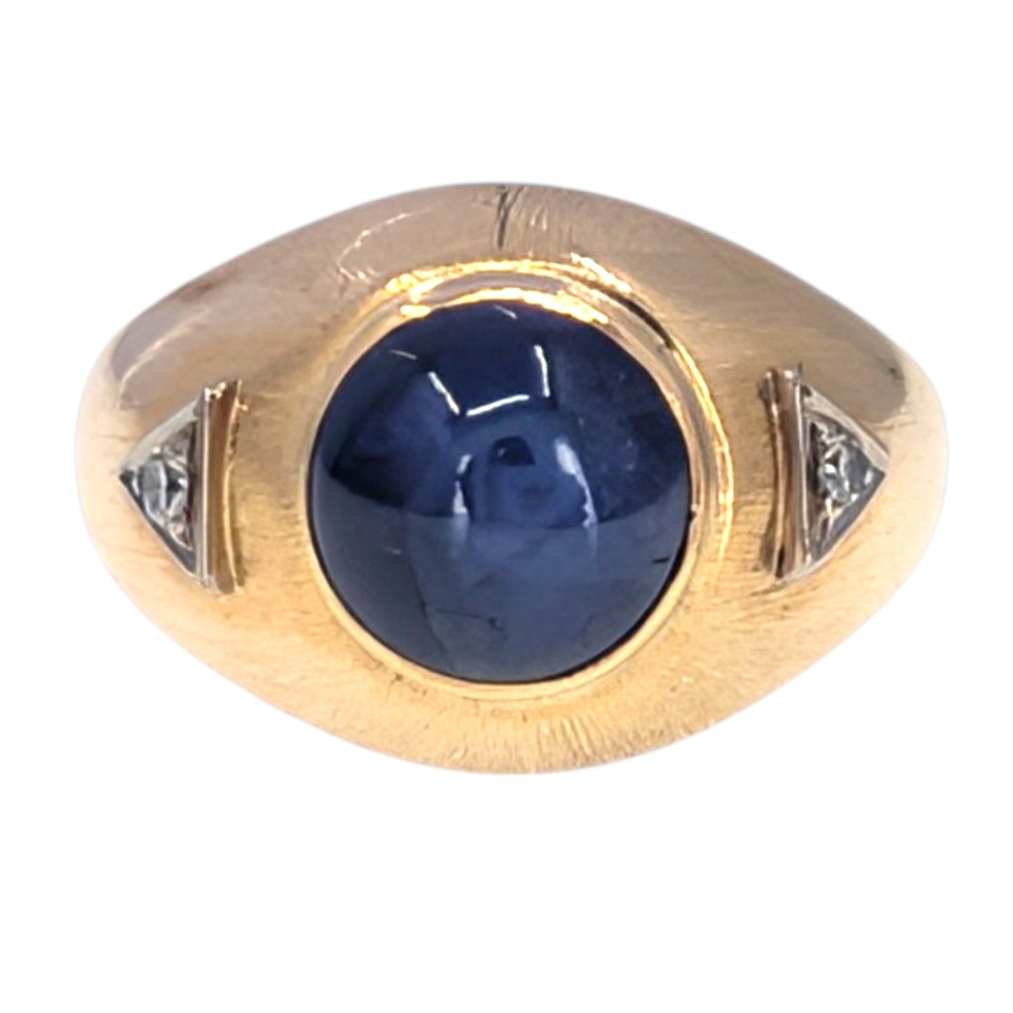 Natural Star Sapphire & Diamond 14K Gold Ring