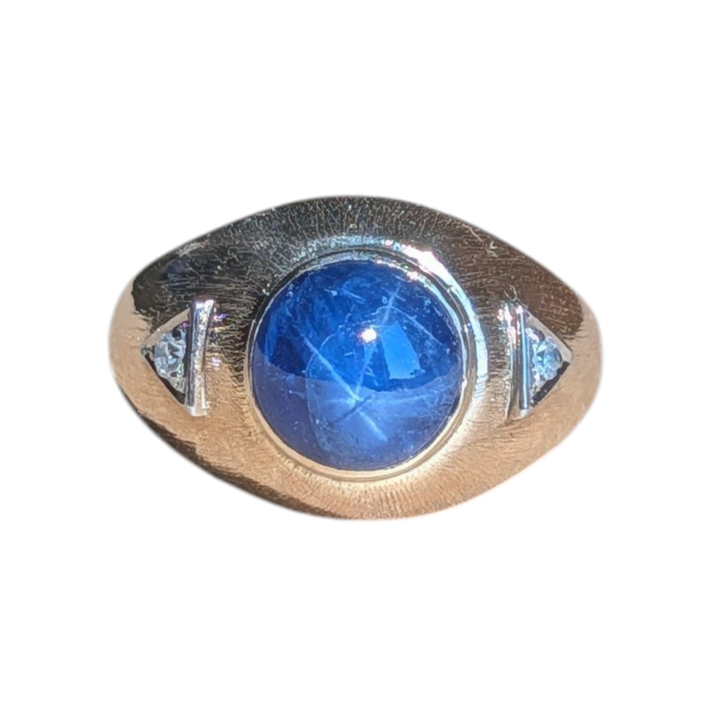 Natural Star Sapphire & Diamond 14K Gold Ring