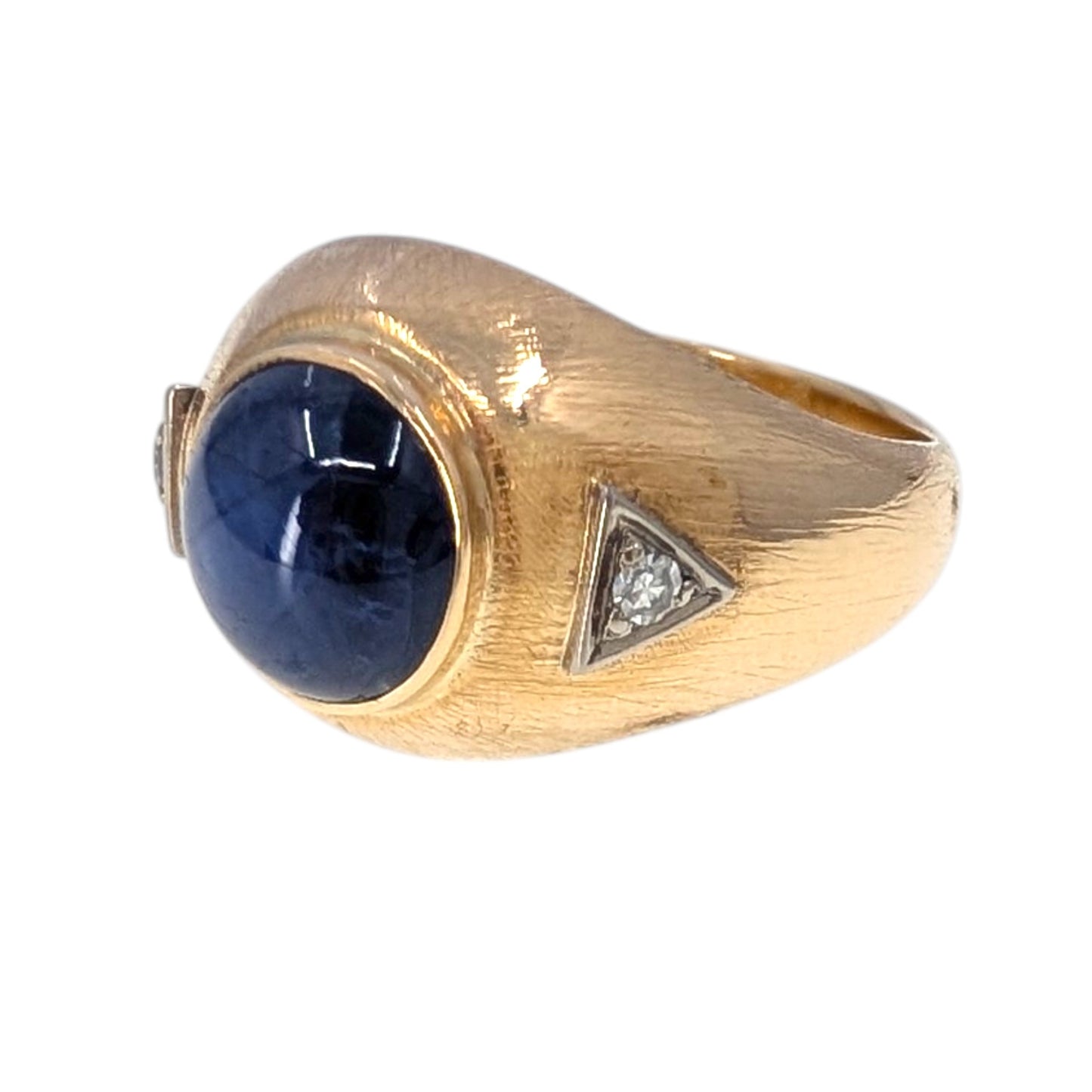 Natural Star Sapphire & Diamond 14K Gold Ring