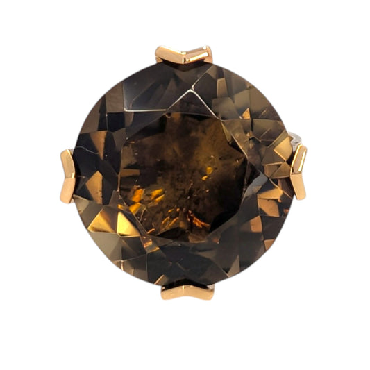 Finnish Round Smoky Quartz 14KY Ring Size 8