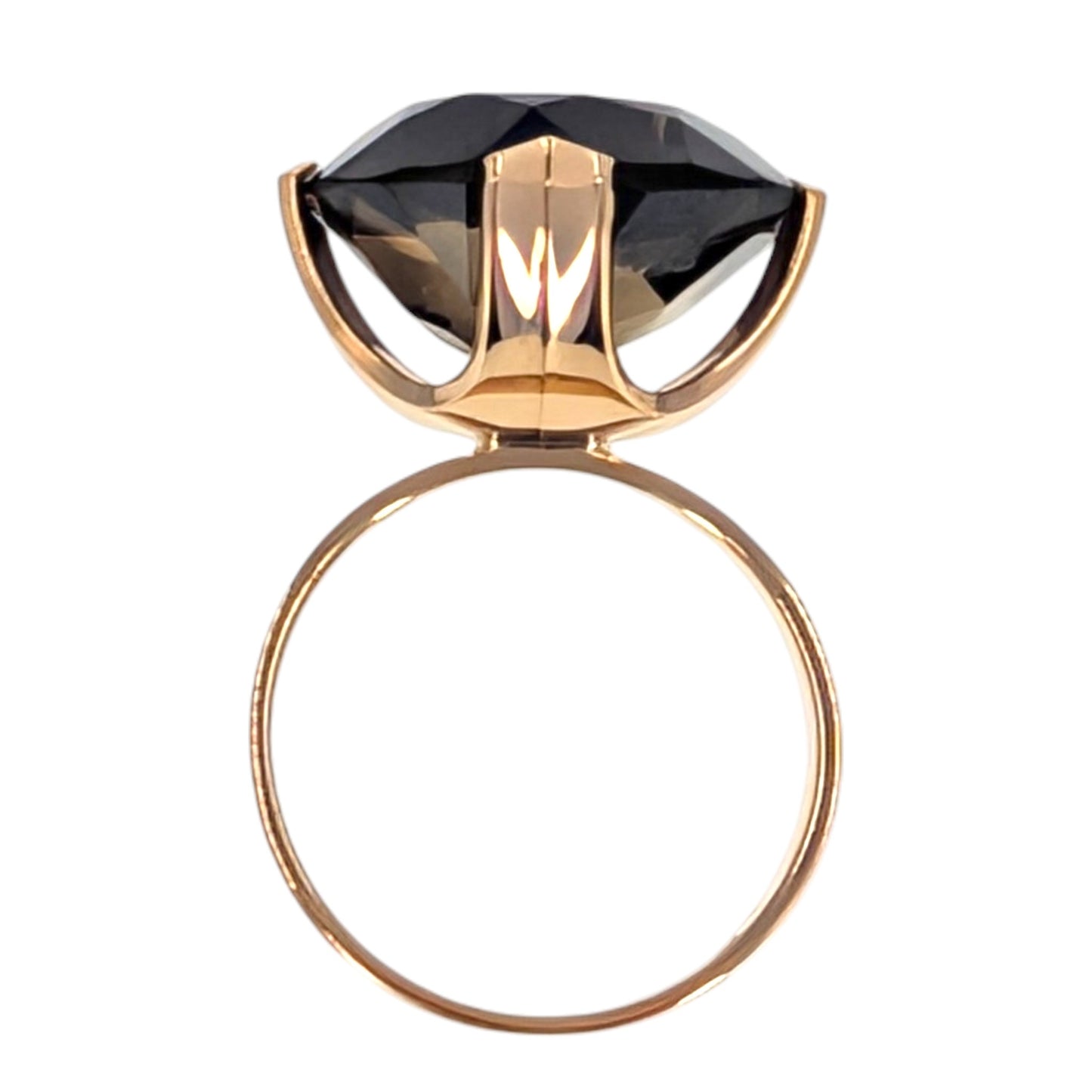 Finnish Round Smoky Quartz 14KY Ring Size 8