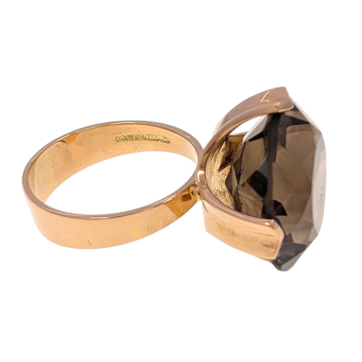 Finnish Round Smoky Quartz 14KY Ring Size 8