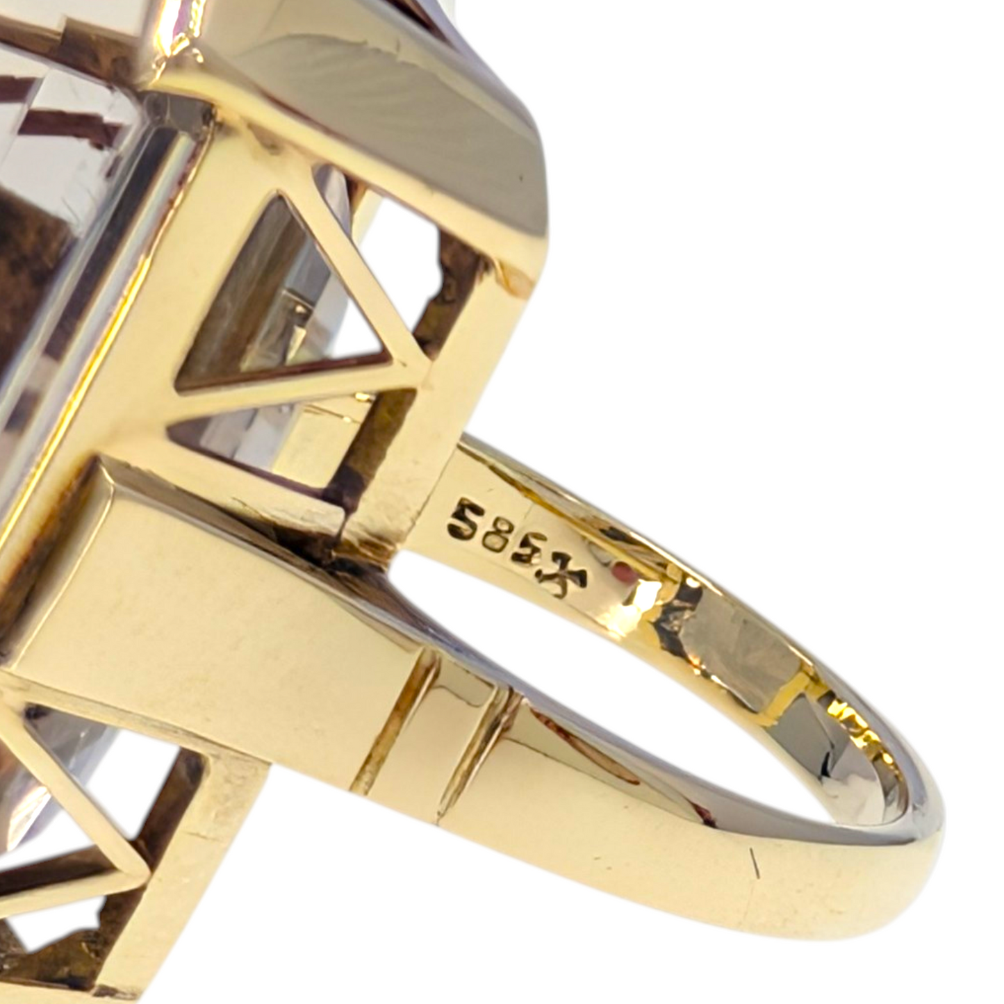 14KY Large Champagne Quartz Ring