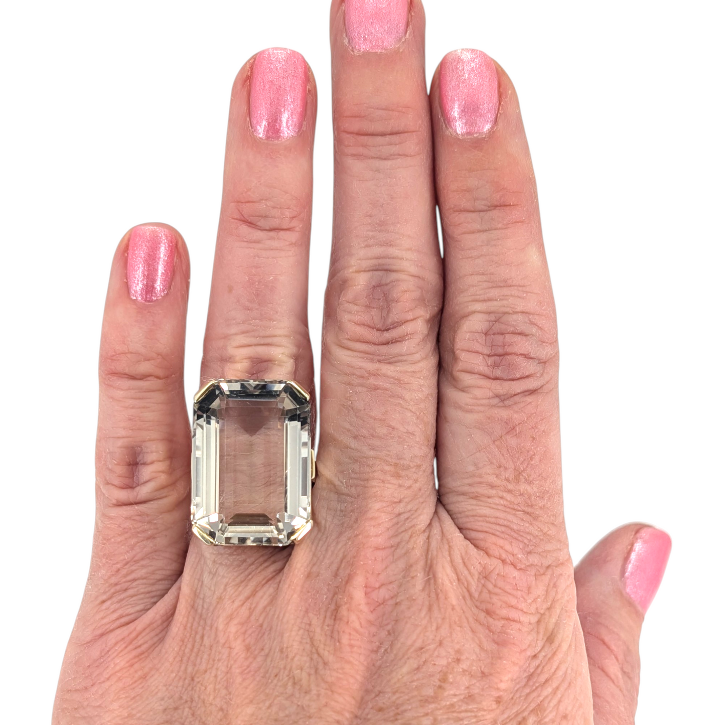 14KY Large Champagne Quartz Ring