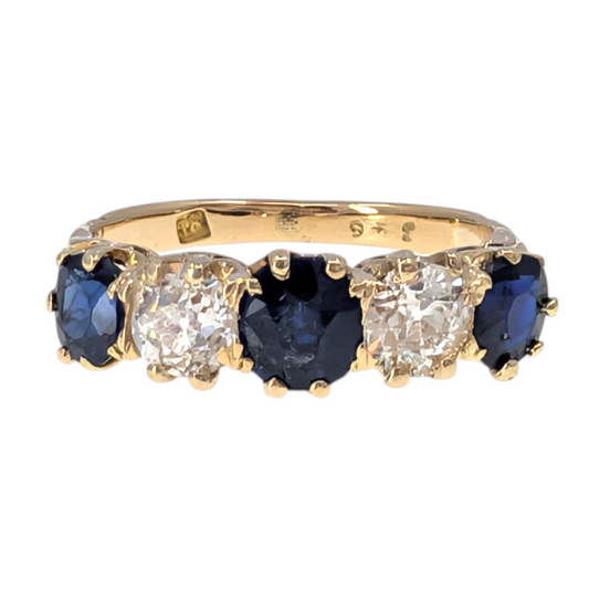 Victorian 18K Sapphire Diamond Band Ring