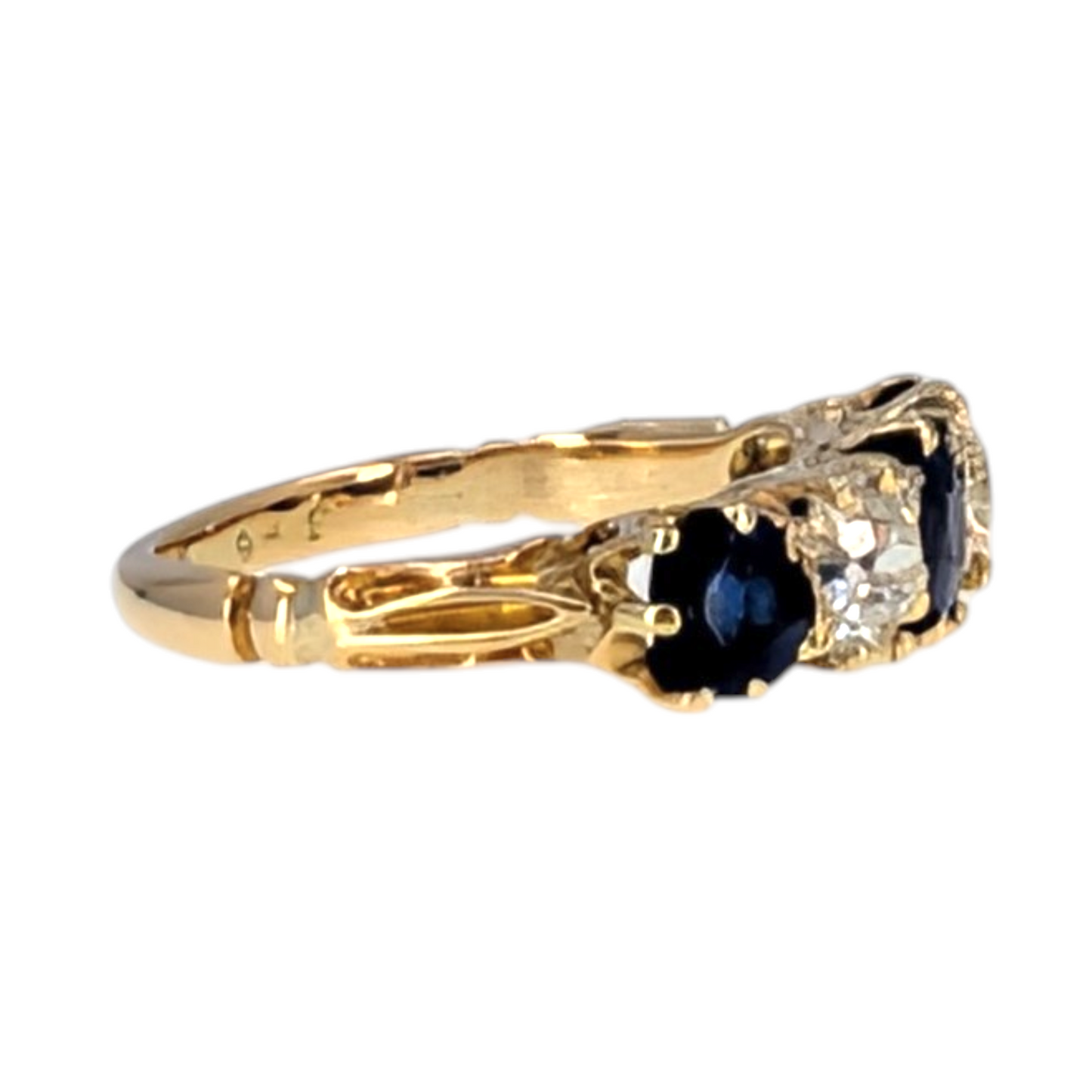 Victorian 18K Sapphire Diamond Band Ring
