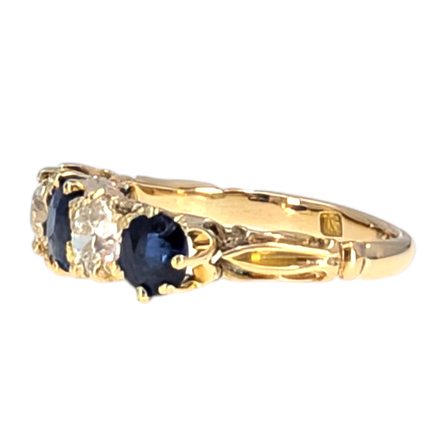 Victorian 18K Sapphire Diamond Band Ring