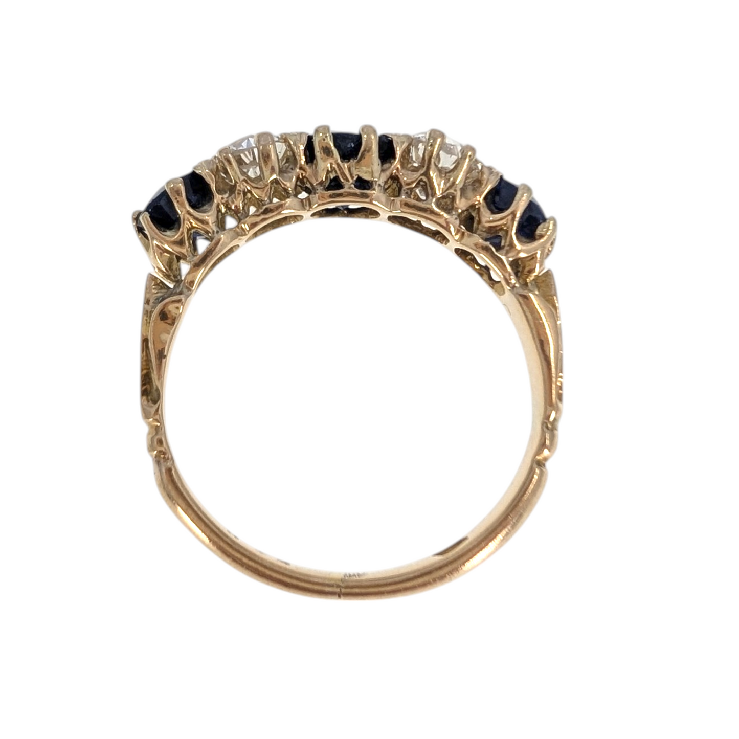 Victorian 18K Sapphire Diamond Band Ring