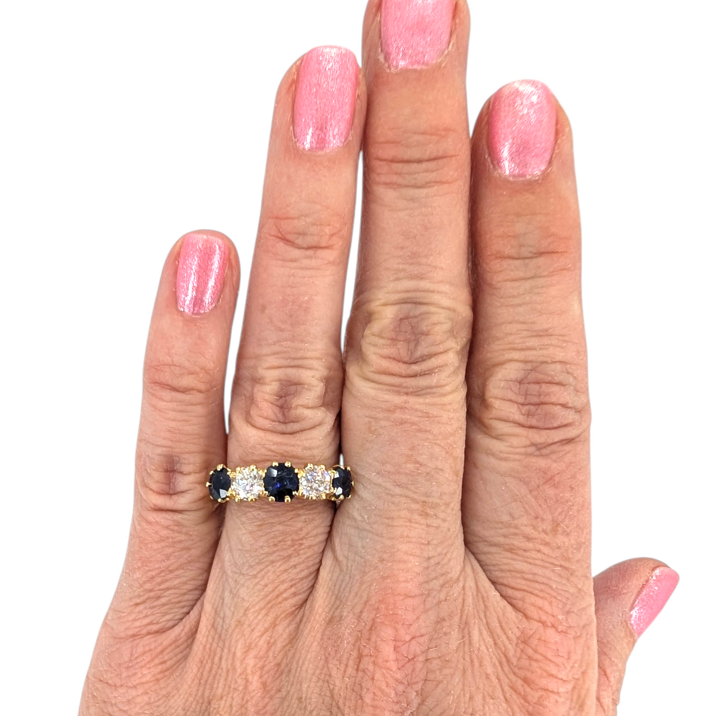 Victorian 18K Sapphire Diamond Band Ring