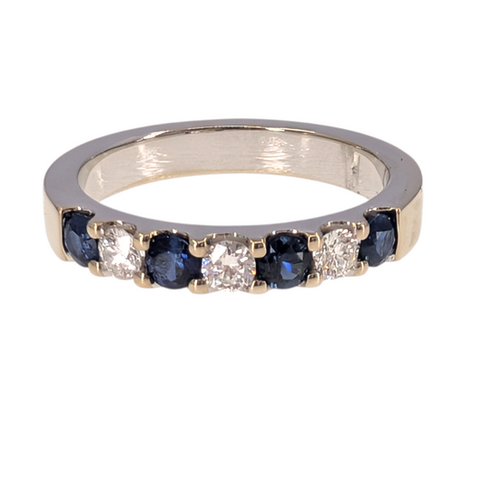 White Gold Sapphire Diamond Band