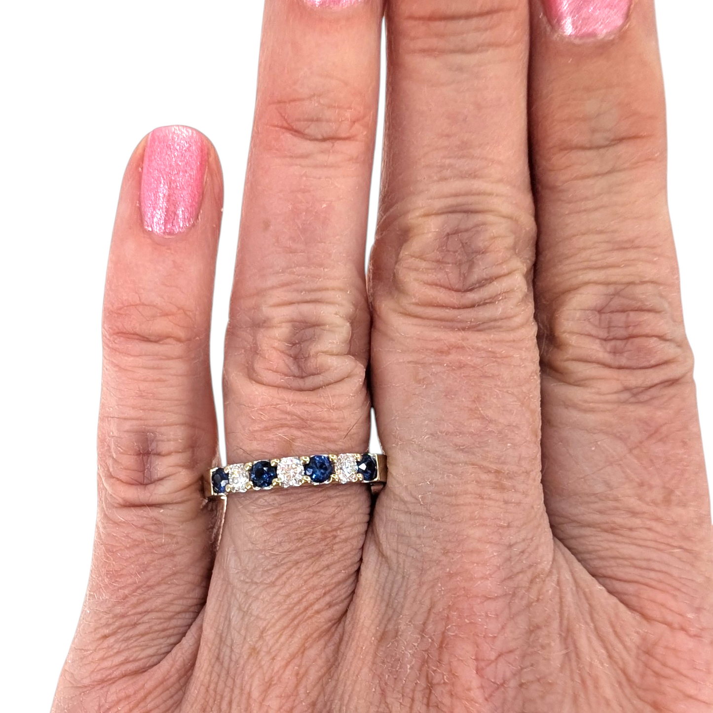 White Gold Sapphire Diamond Band