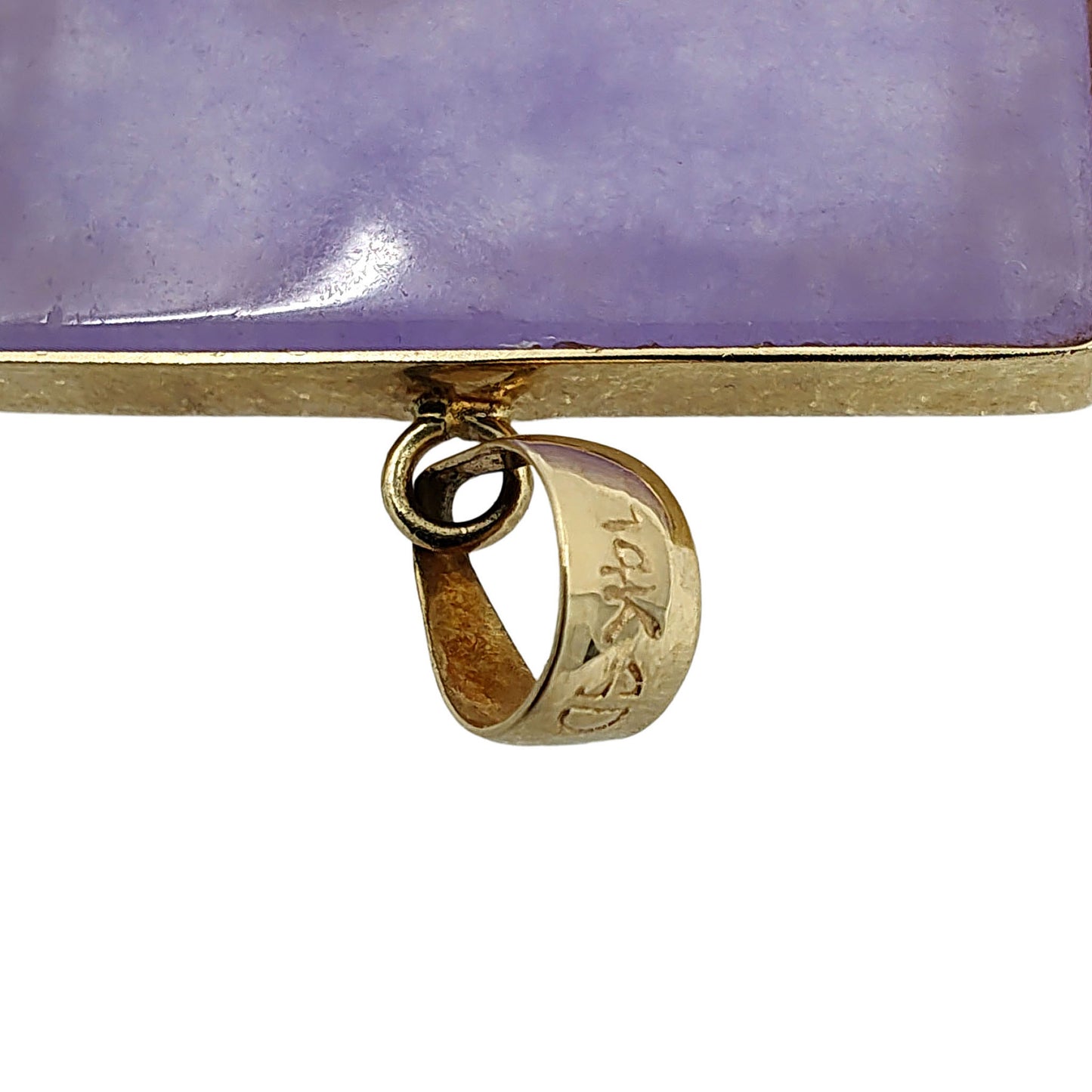 14K Gold Dragon Lavender Jade Pendant