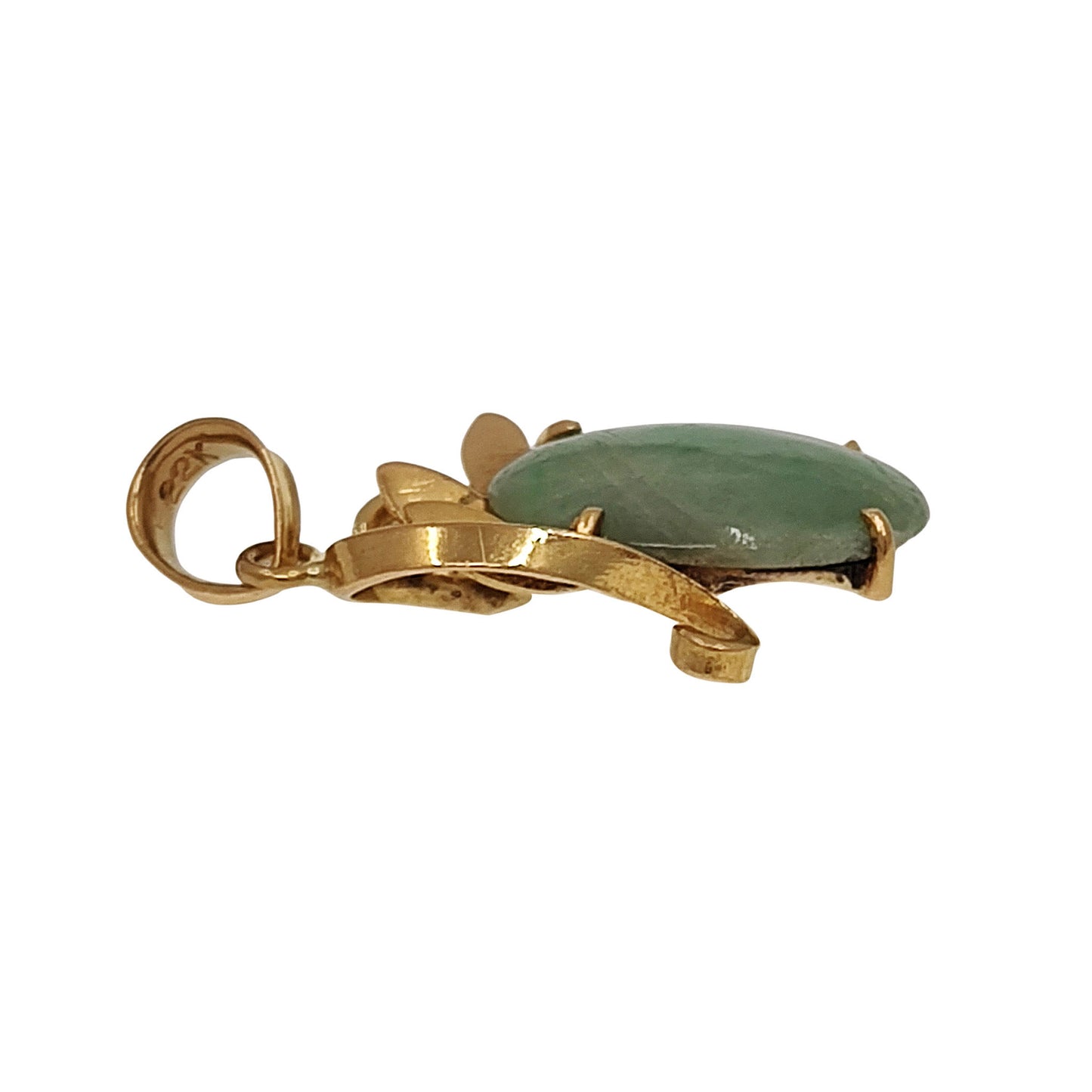 Vintage 22K Gold Green Jade Pendant