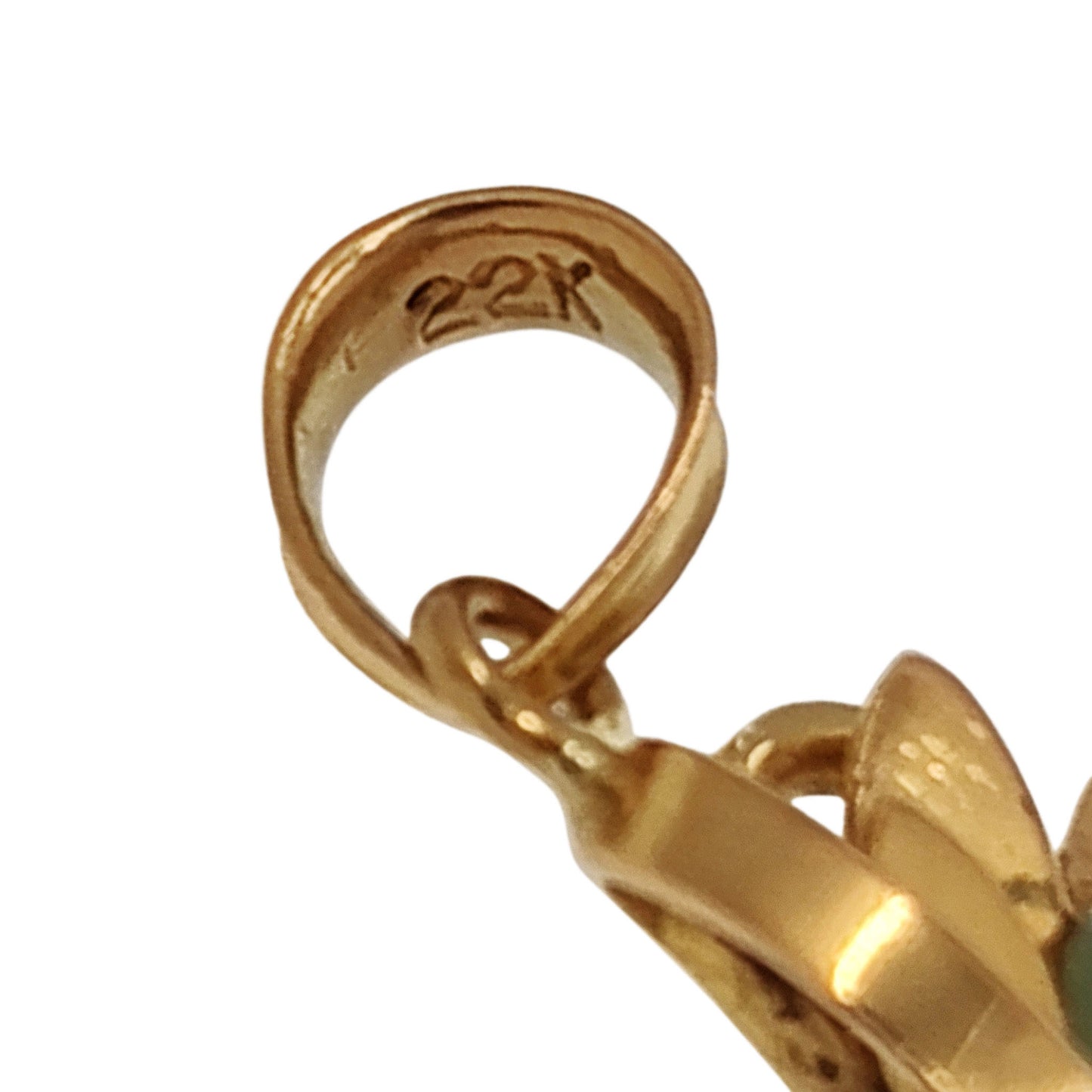 Vintage 22K Gold Green Jade Pendant