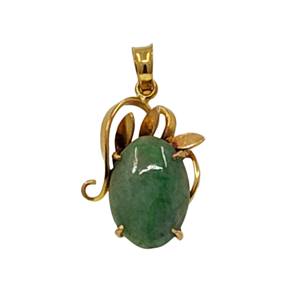 Vintage 22K Gold Green Jade Pendant