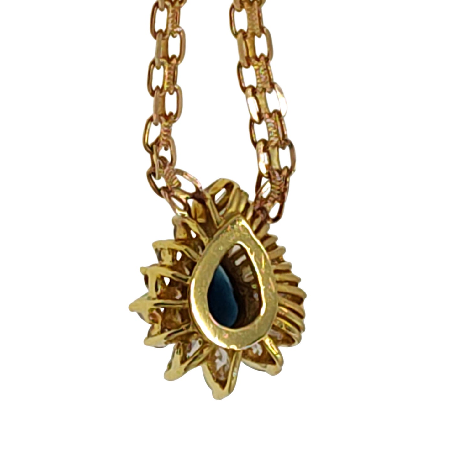 Pear Sapphire & Diamond 14K Gold Pendant Necklace
