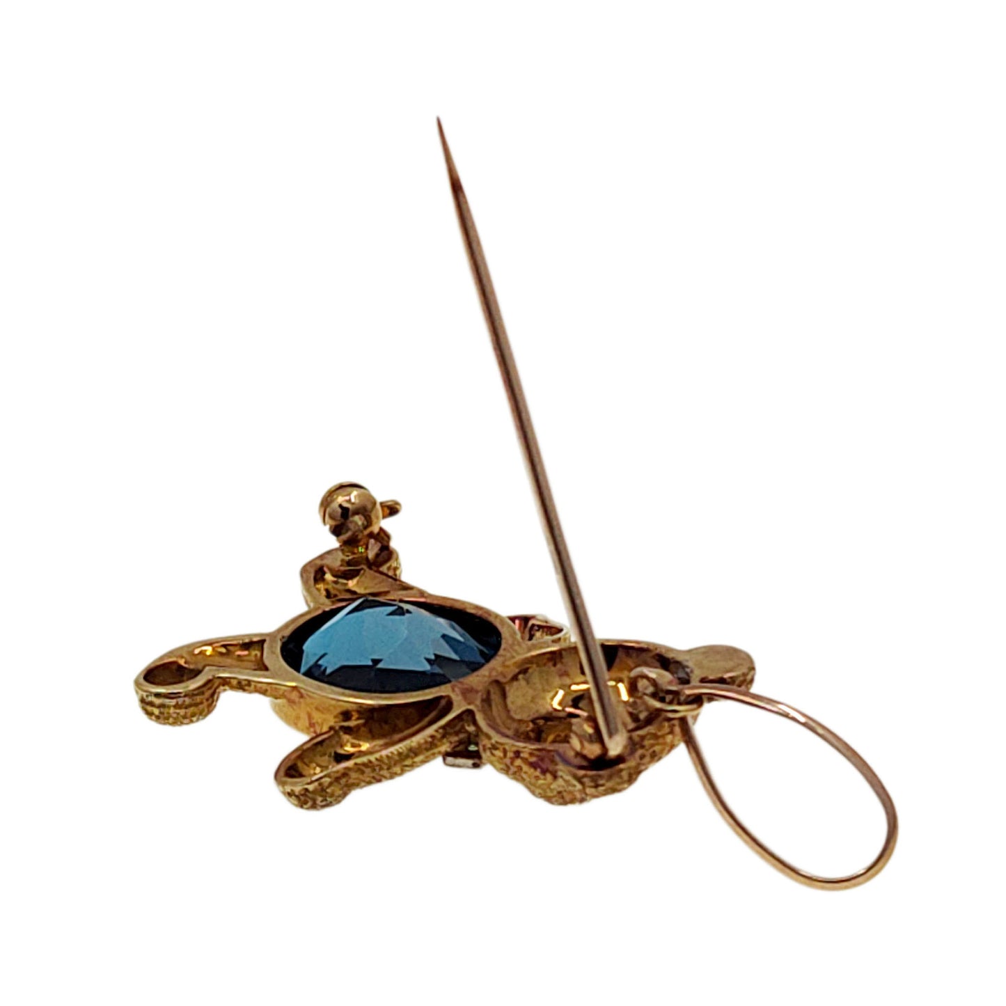 Blue Topaz 18K Gold Teddy Bear Pin or Pendant