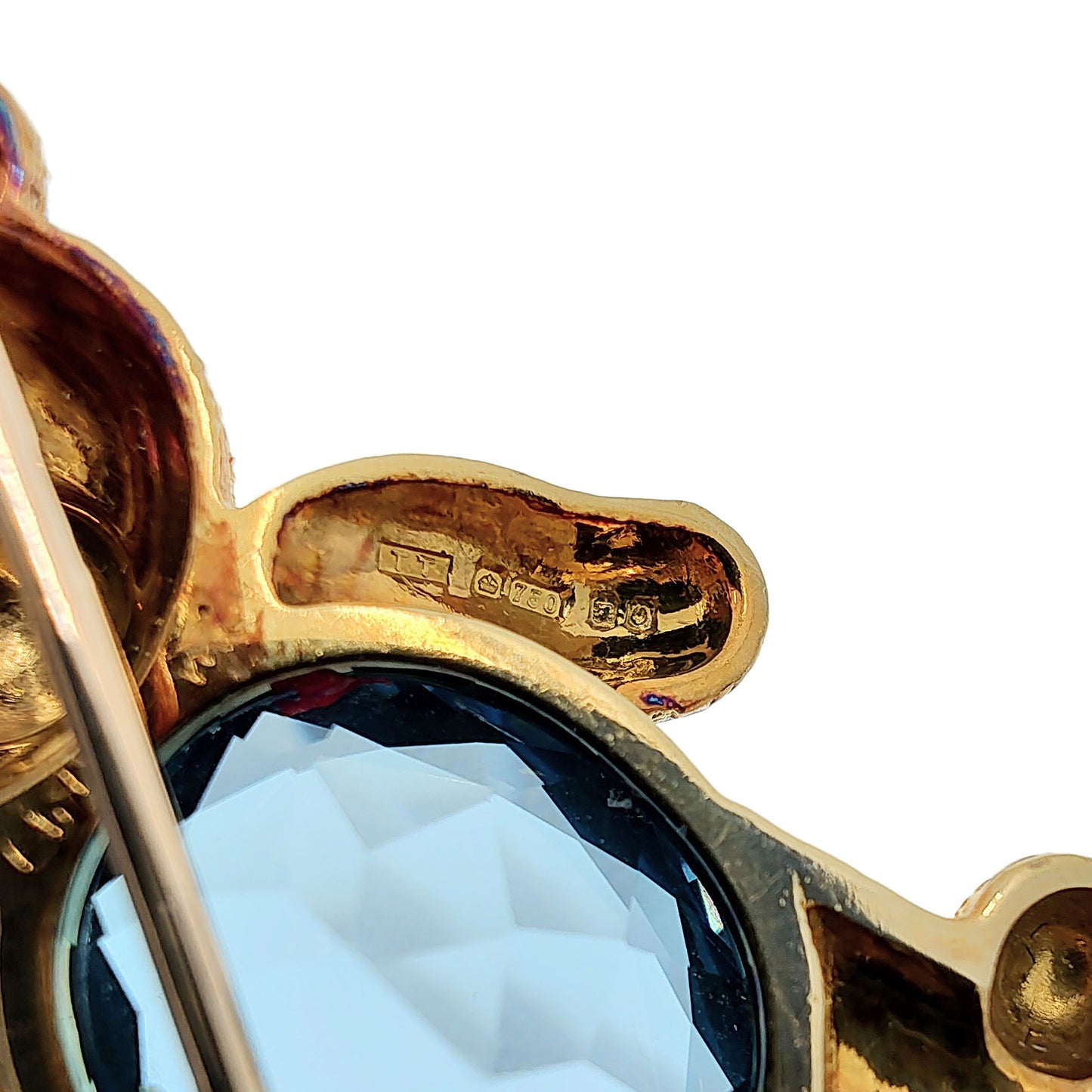 Blue Topaz 18K Gold Teddy Bear Pin or Pendant