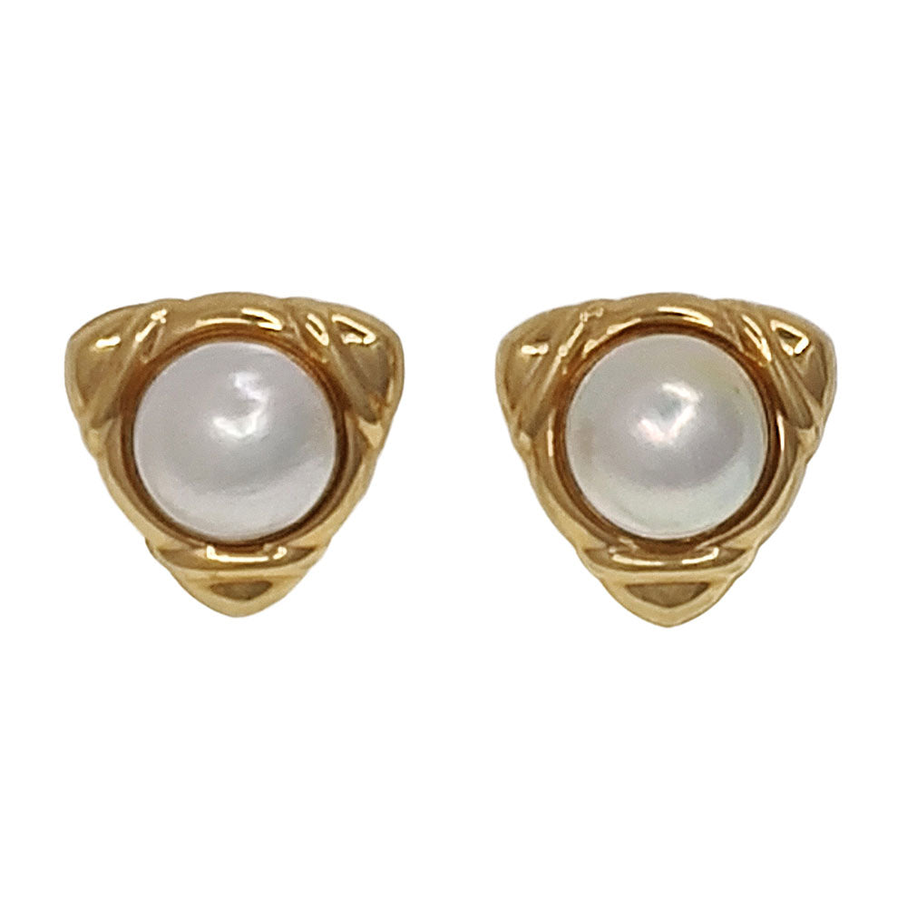 Mabe Pearl 14K Gold Triangular Earrings